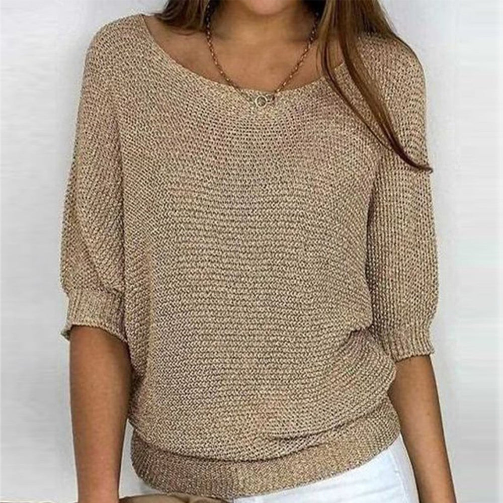 MILA - Chique gouden effen kleur trui