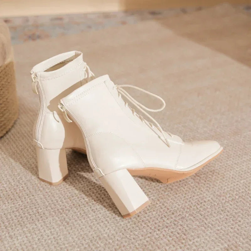 Tova - Stijlvolle Vrouwen Lace-Up Hoge Hak Laarzen