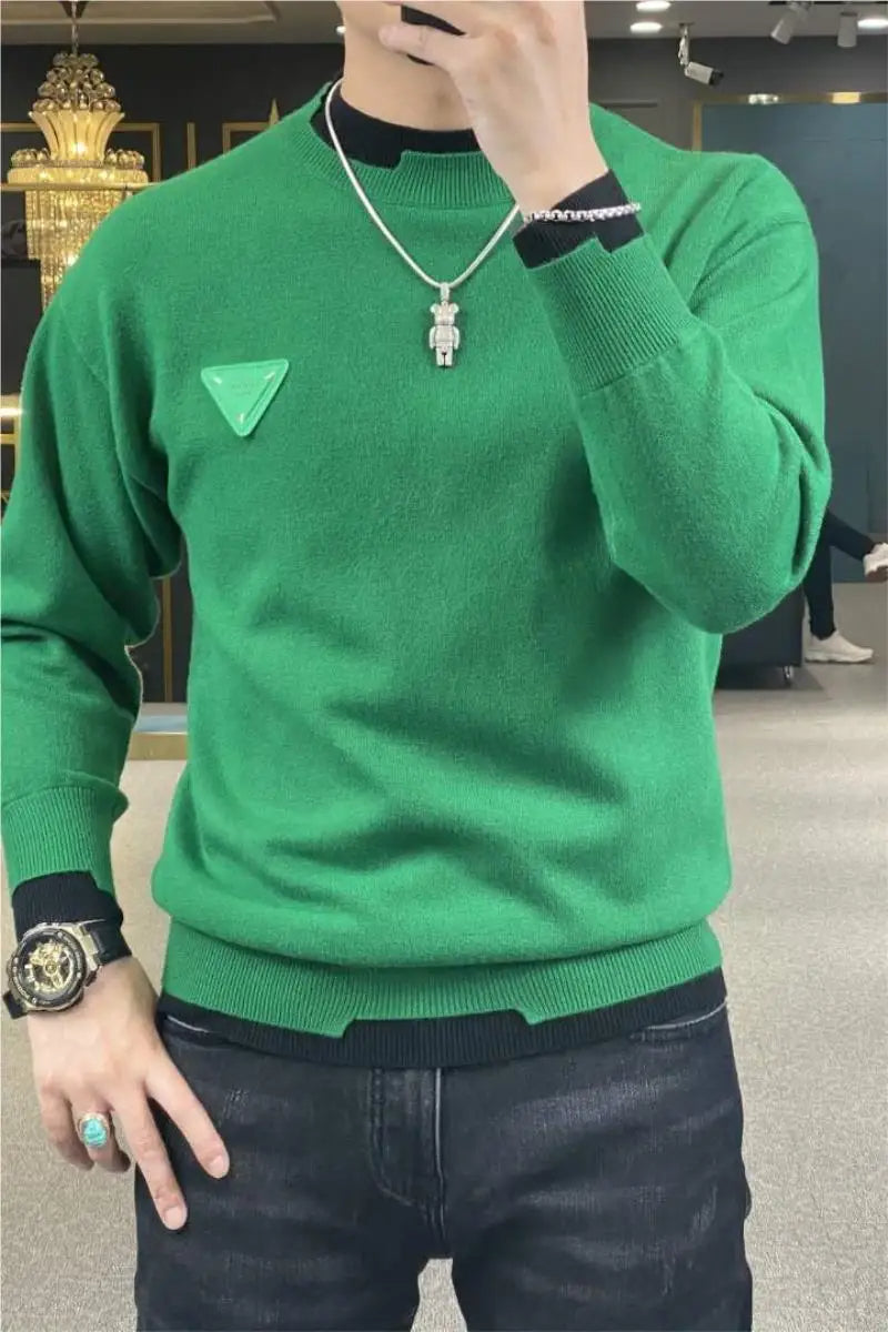 Nakamoto - Heren Slim Fit Contrast Crew Hals Pullover