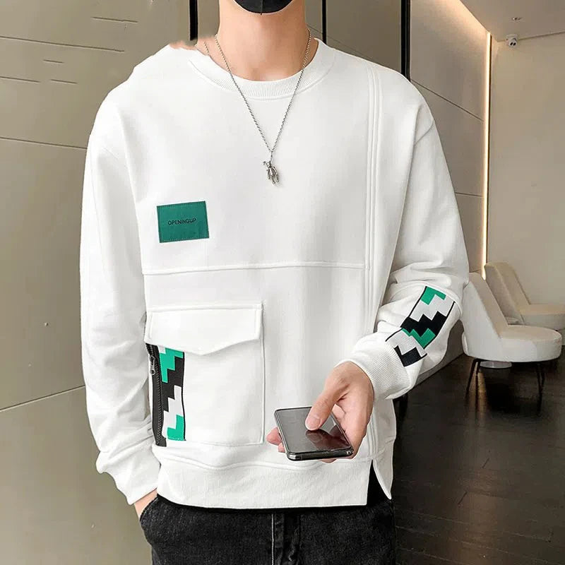 Israfel - Stijlvol Geborduurd Sweater met Ronde Hals voor Mannen