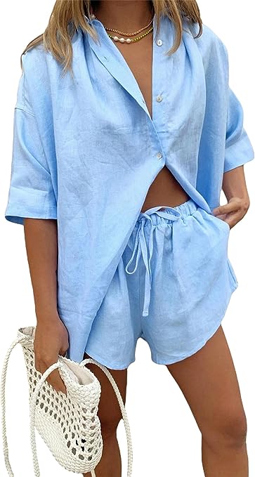OLGA - Trendy combiset: casual top en minishort met hoge taille