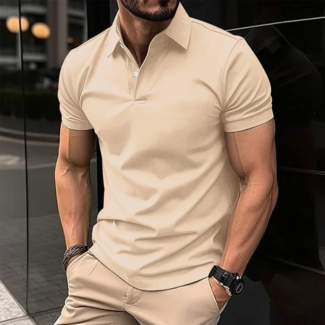 FRANS - Heren Zomer Slim Fit Polo Shirt met Omlaag Kraag
