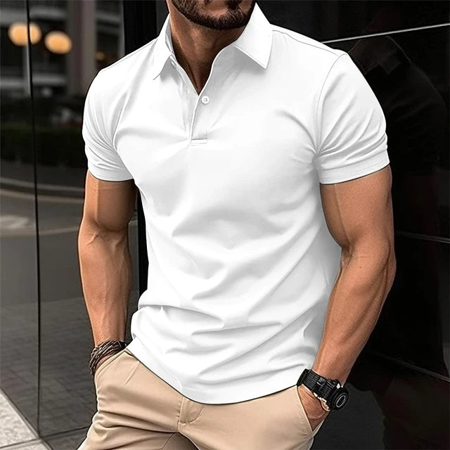 FRANS - Heren Zomer Slim Fit Polo Shirt met Omlaag Kraag