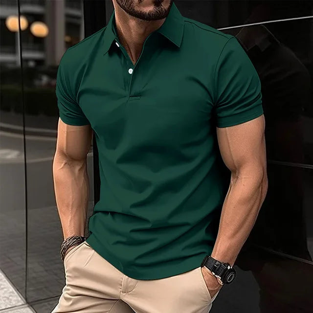 FRANS - Heren Zomer Slim Fit Polo Shirt met Omlaag Kraag