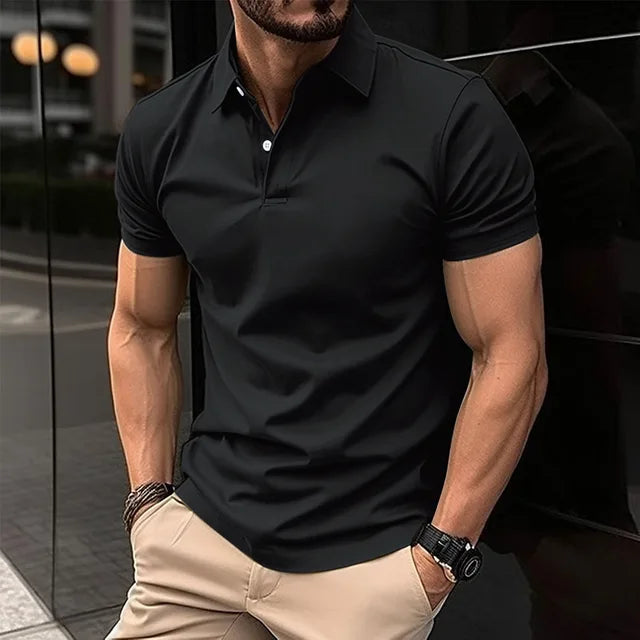 FRANS - Heren Zomer Slim Fit Polo Shirt met Omlaag Kraag