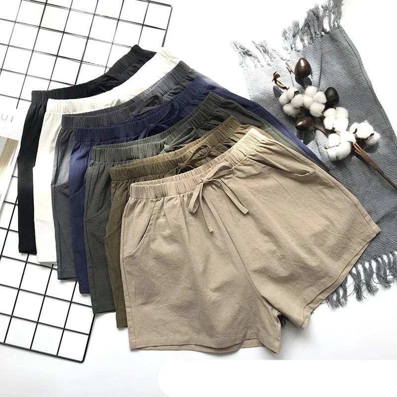 GERDA - Dames Hoge Taille Katoen Linnen Shorts