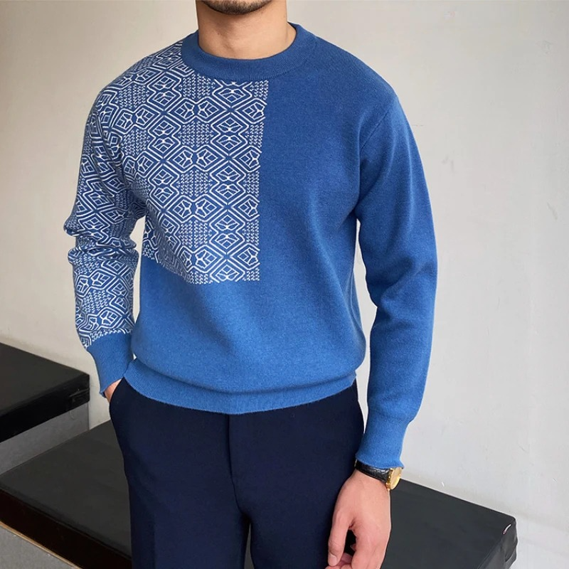 Buterin - Koreaanse stijl mannen kleur blok ronde hals trui