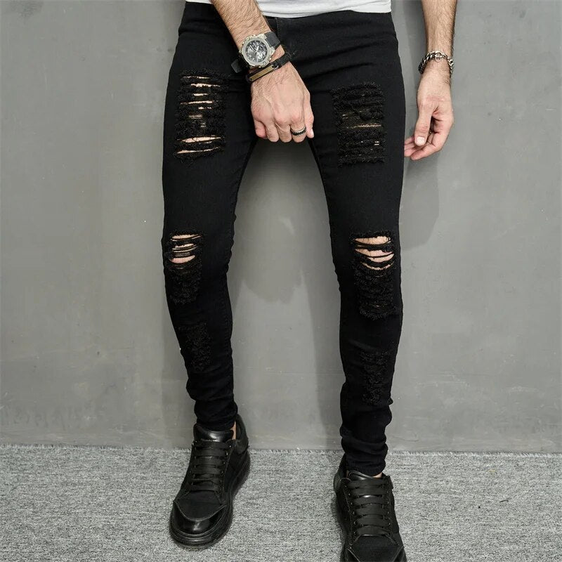 LENNART - Heren Skinny Jeans met Scheuren