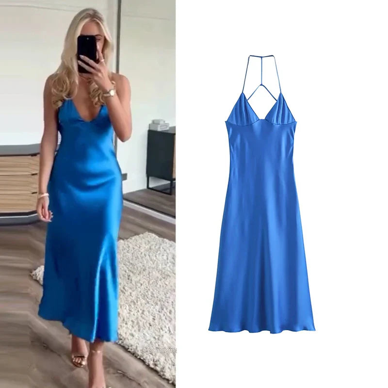 CELESTE - Elegante Rugloze Feestjurk