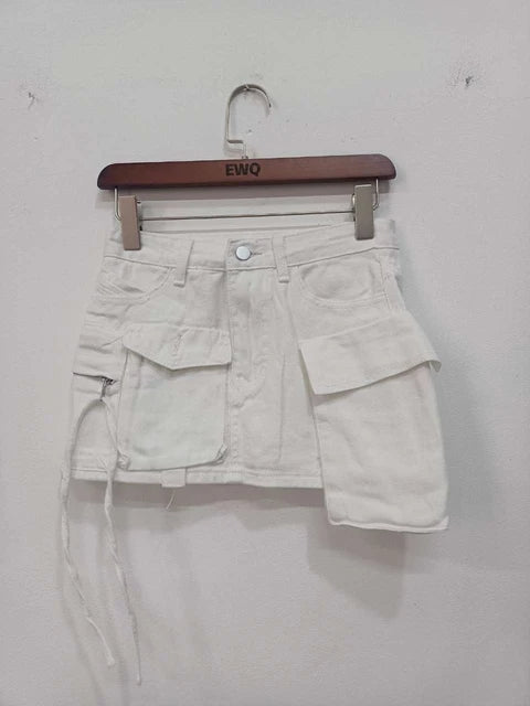 LILLIAN - Vintage-High-Waist-A-Lijn-Denimrok met Zakken