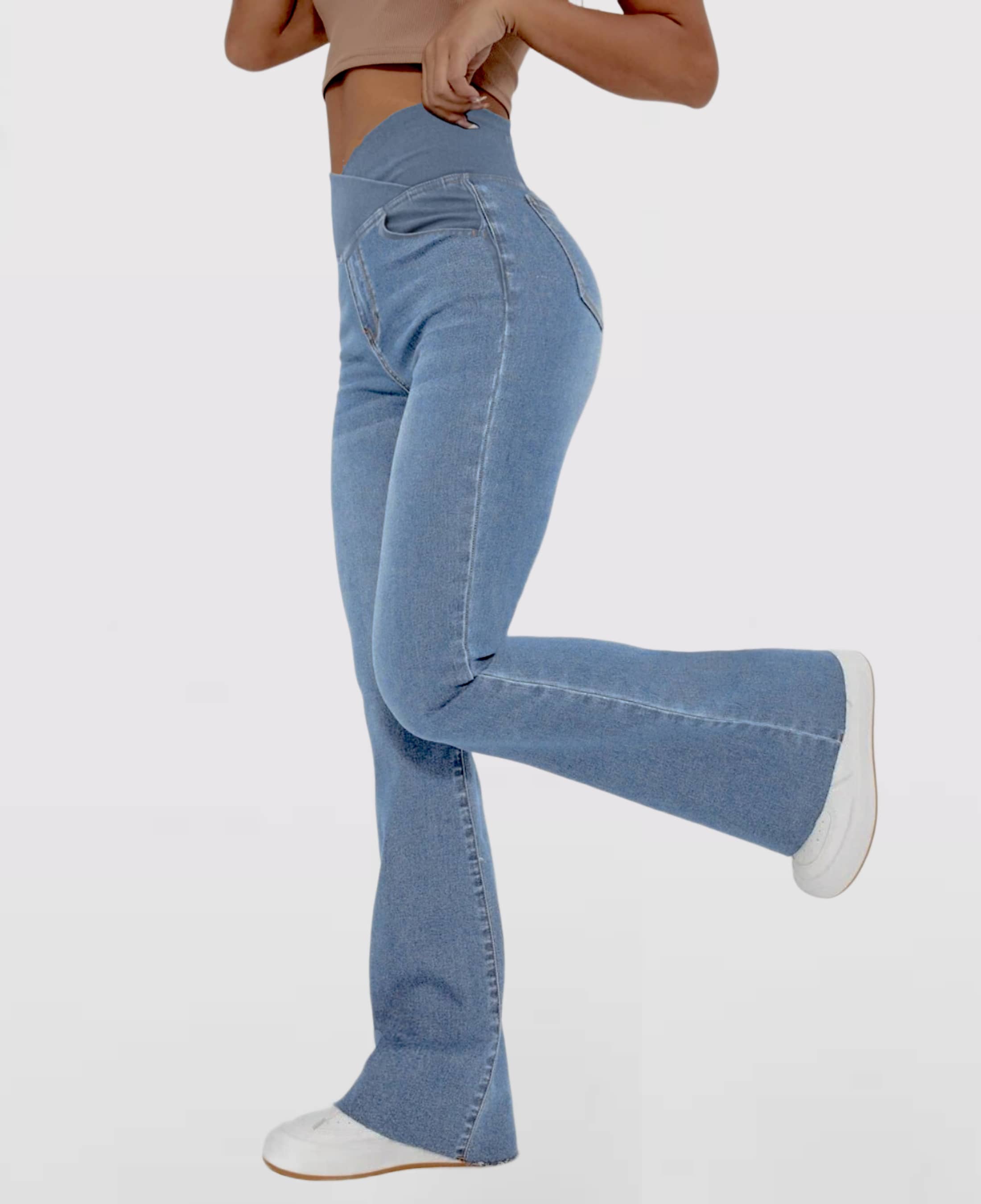 CAROLIEN - Dames Hoge Taille Stretchbare Flare Jeans