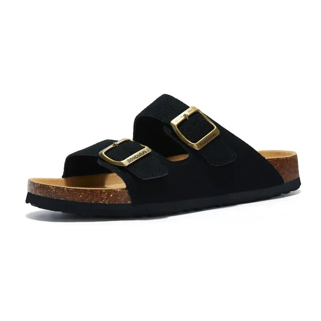 MAX - sandalen met dubbele gesp en suede