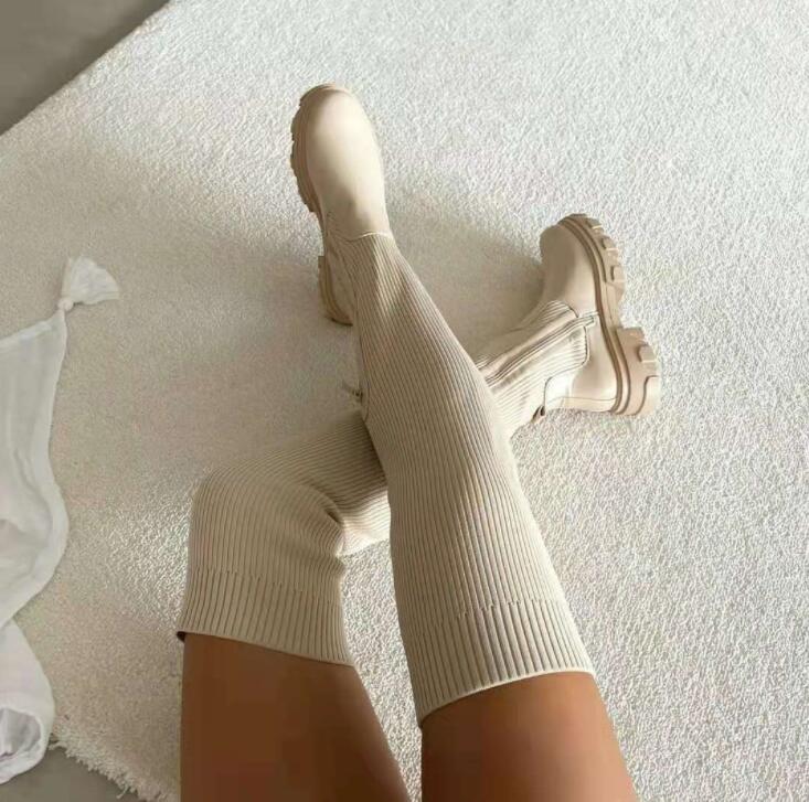 ANNA - Dames over-knee laars met plateau zool