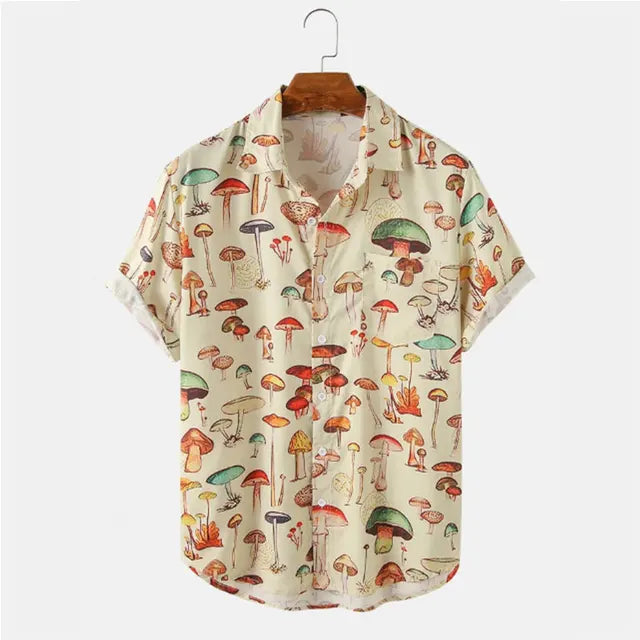 DIETER - Heren Overhemd met Paddestoelenprint