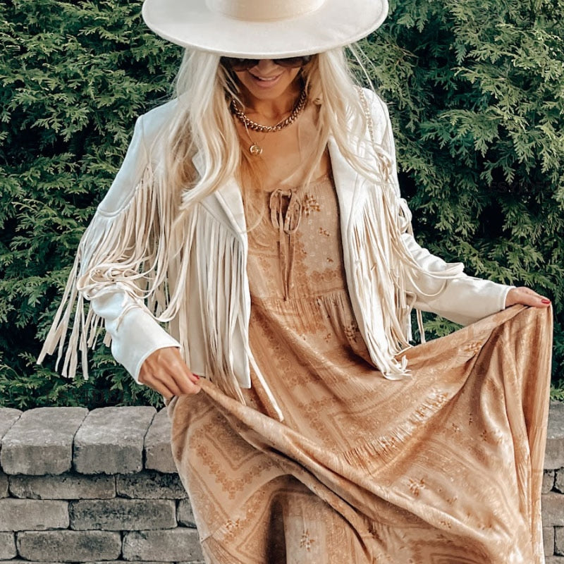 KATHERINA - suède jas met franjes - Dames vest met kwastjes voor een trendy outfit