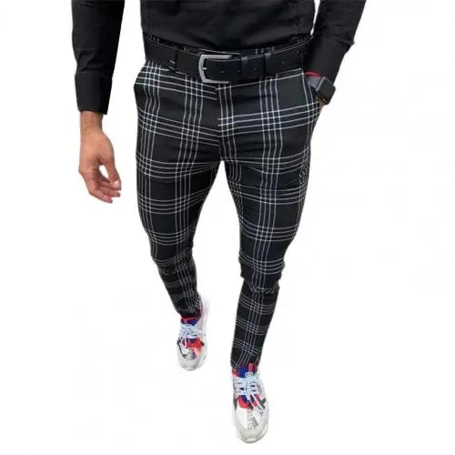 LOVRO - Casual Slim Fit Ruitjes Broek