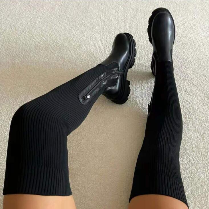 ANNA - Dames over-knee laars met plateau zool