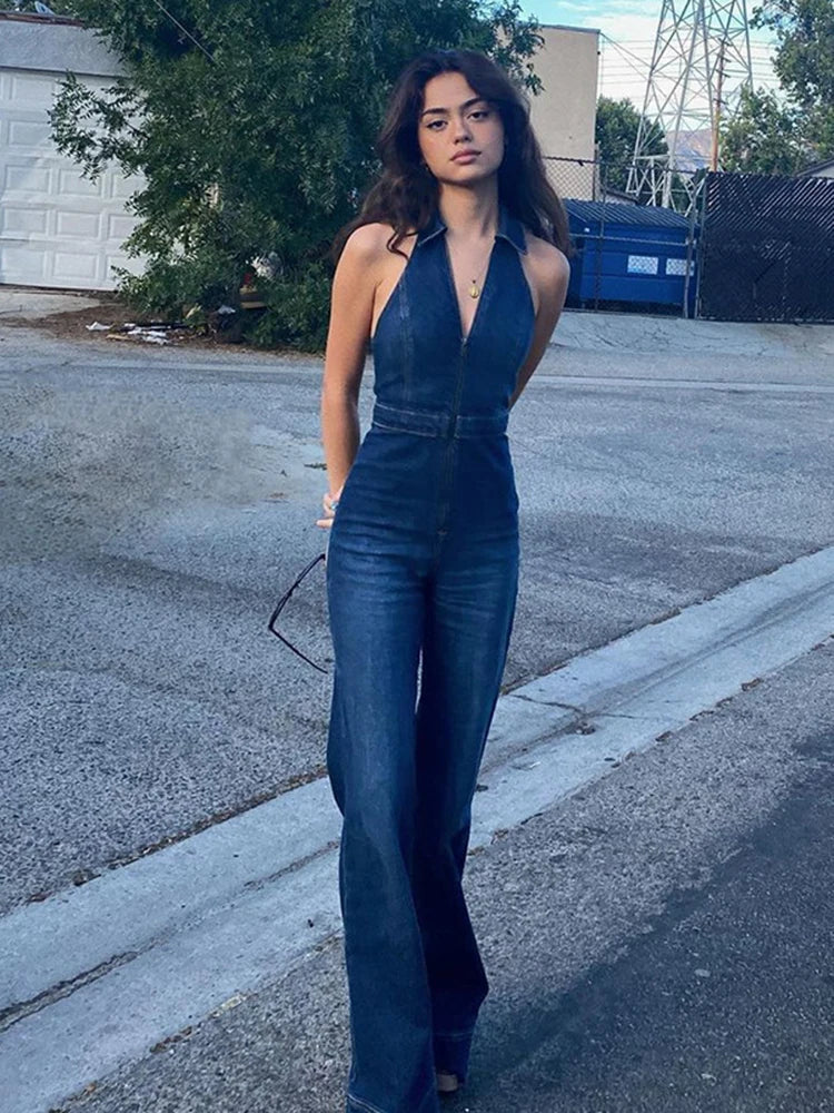 CLARA - Hugcitar Denim Overall met V-hals