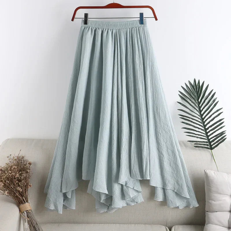 KARLA - Elegante halflange linnen rok