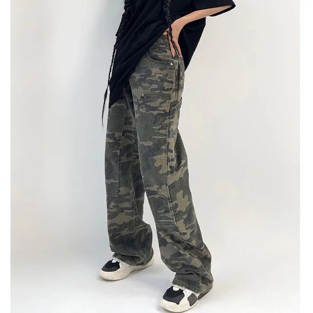 WILLEMINA - Dames Y2K Camouflage Broek met Lage Taille