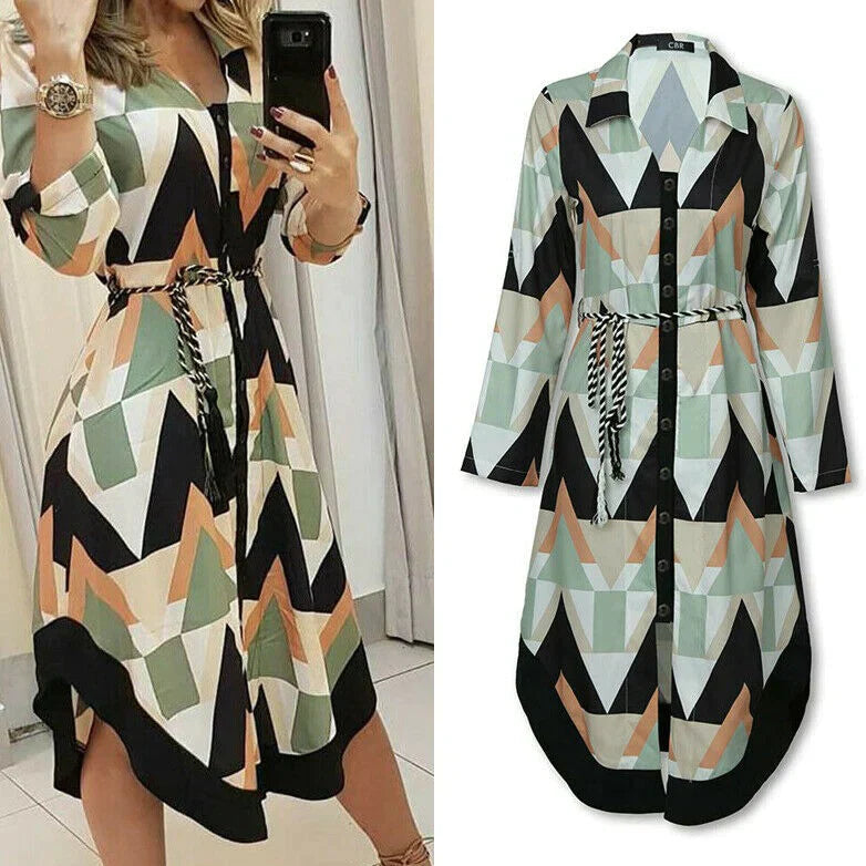 LEAH - Elegant Jurk met Golvend Patroon