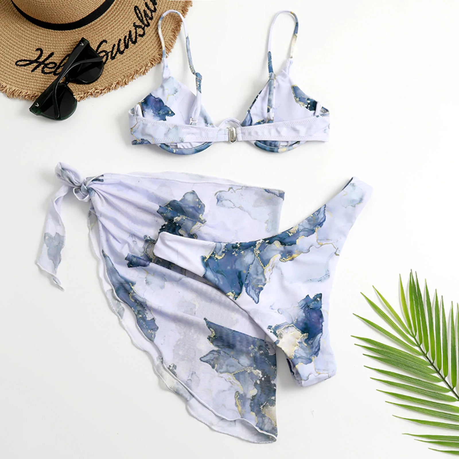 KARIEN - Bohemian Tie-Dye Printed Chiffon Bikini Set voor Vrouwen