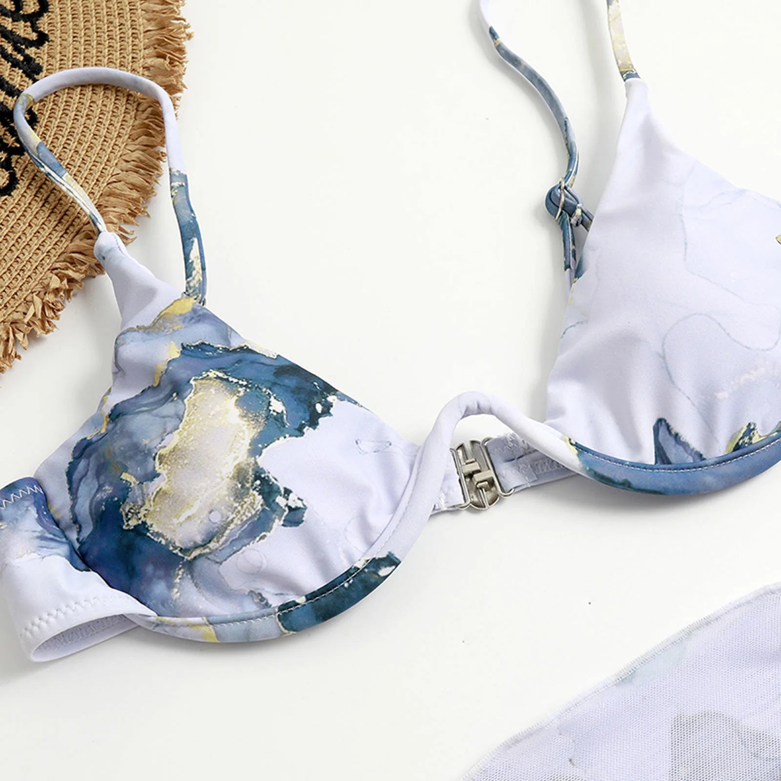 KARIEN - Bohemian Tie-Dye Printed Chiffon Bikini Set voor Vrouwen