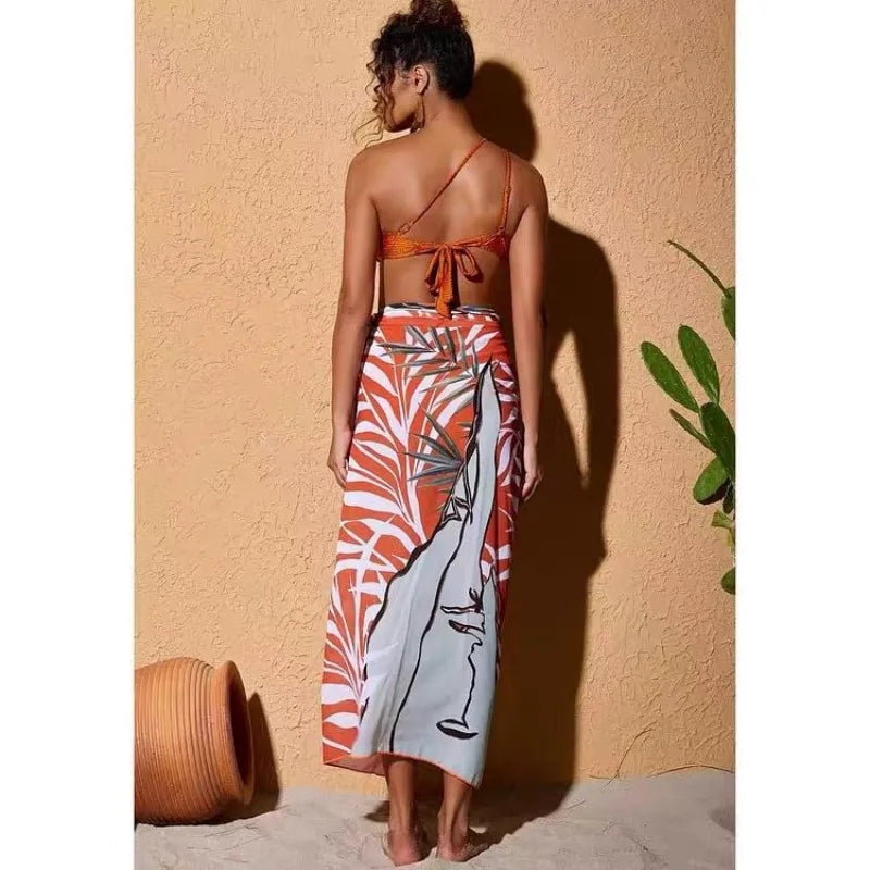 CAROLINE - One-Shoulder 3-delig Bikini Set met kralen details