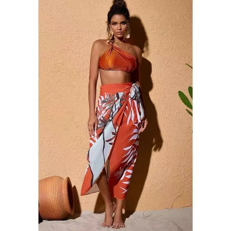 CAROLINE - One-Shoulder 3-delig Bikini Set met kralen details