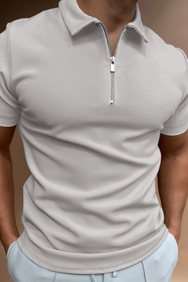 Heren Polo Shirt met Ritssluiting | Slim Fit Stretch | Casual Korte Mouwen Top