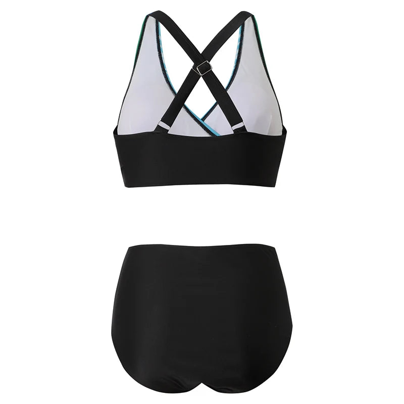 FAMKE - Hoog getailleerd push-up halter bikinis set voor dames