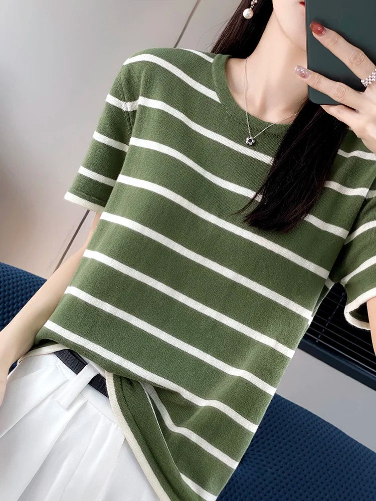 ZARA - Gestreept Katoenen Zomer T-Shirt