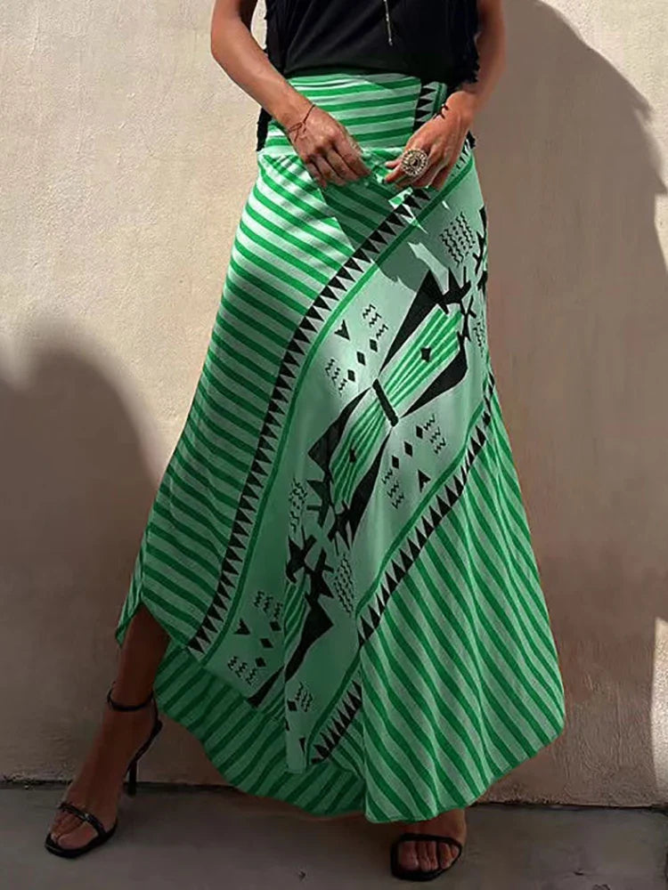 NERISSA - Retro Patchwork Boho Maxi Rok