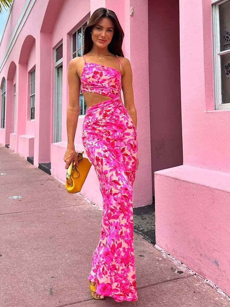 SOFIA - Slanke maxi-jurk met bloemenpatroon