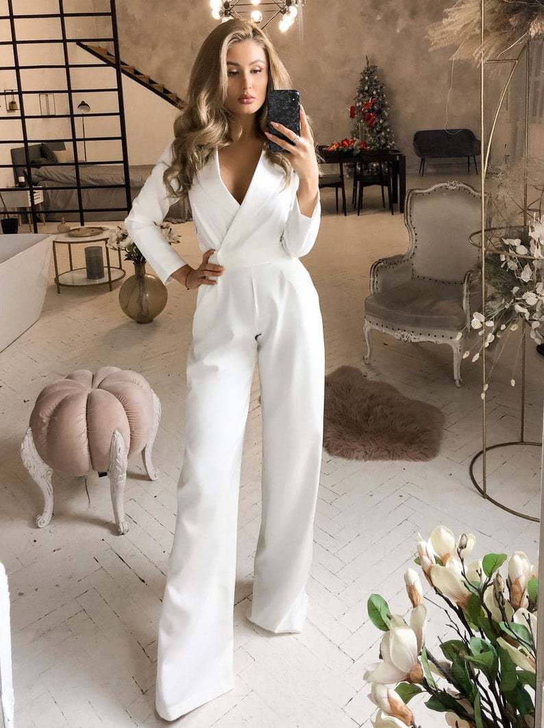 LINA - Op maat gemaakte jumpsuit met lange mouwen voor dames