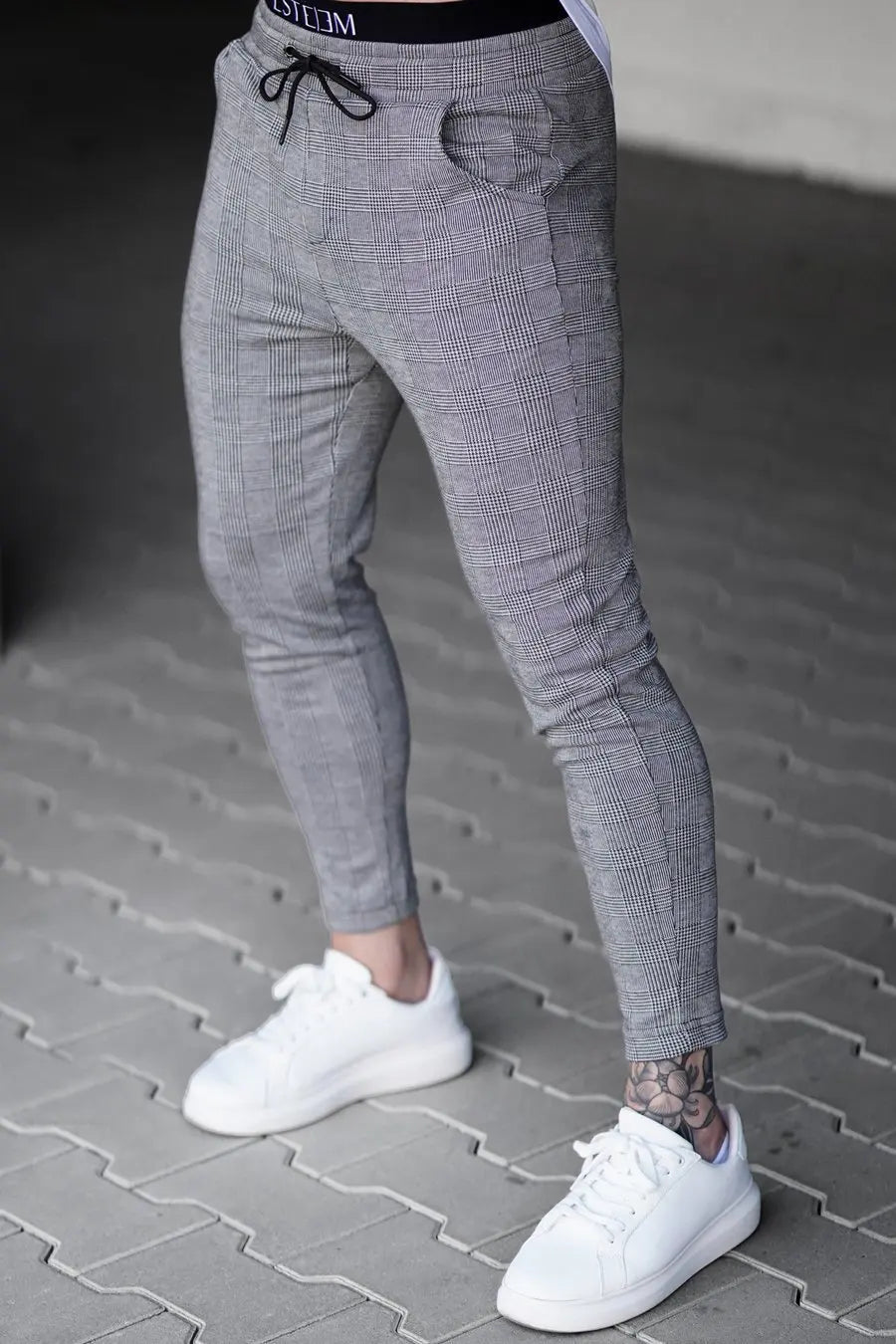 MILAN - Hoogrekbare Geruite Chino’s