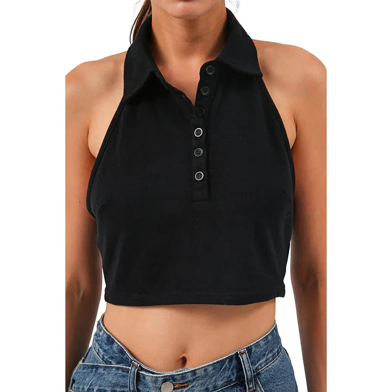 VIOLET - Mouwloos Slim Fit Crop Top