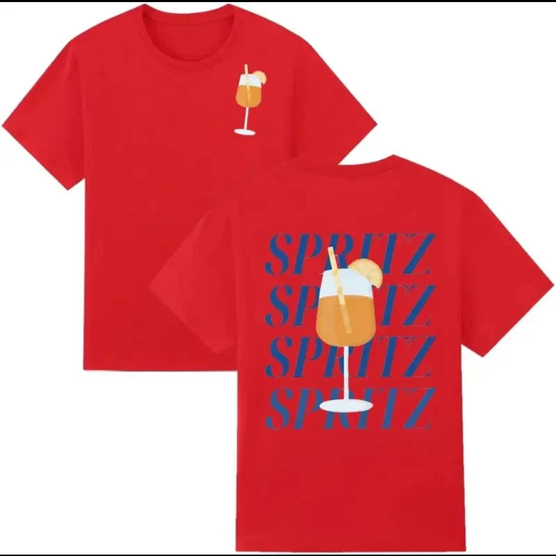 Unisex Casual T-shirt | Spritz Print | Zomer Streetwear | Comfortabele Katoenen Top