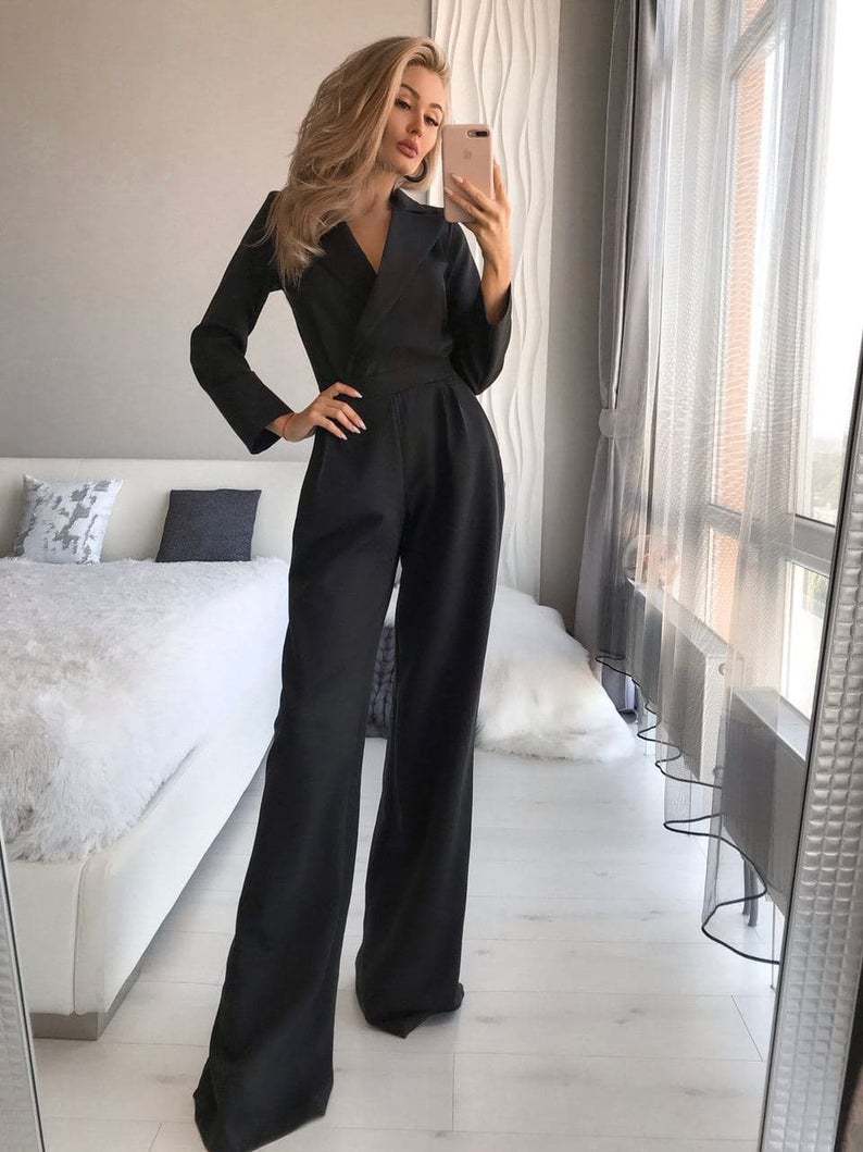 LINA - Op maat gemaakte jumpsuit met lange mouwen voor dames