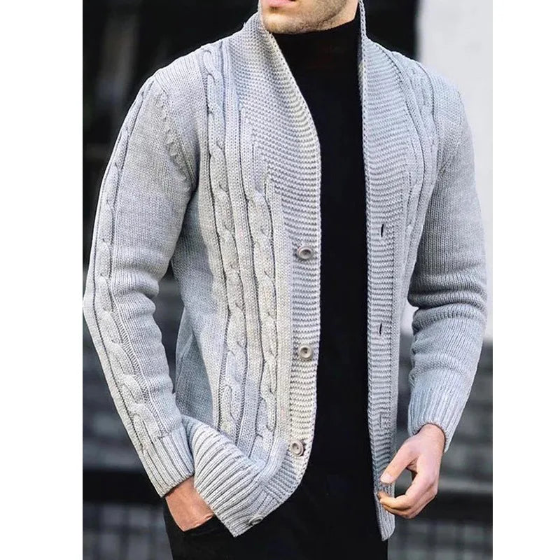 ARON - Heren Gebreide Vestmantel