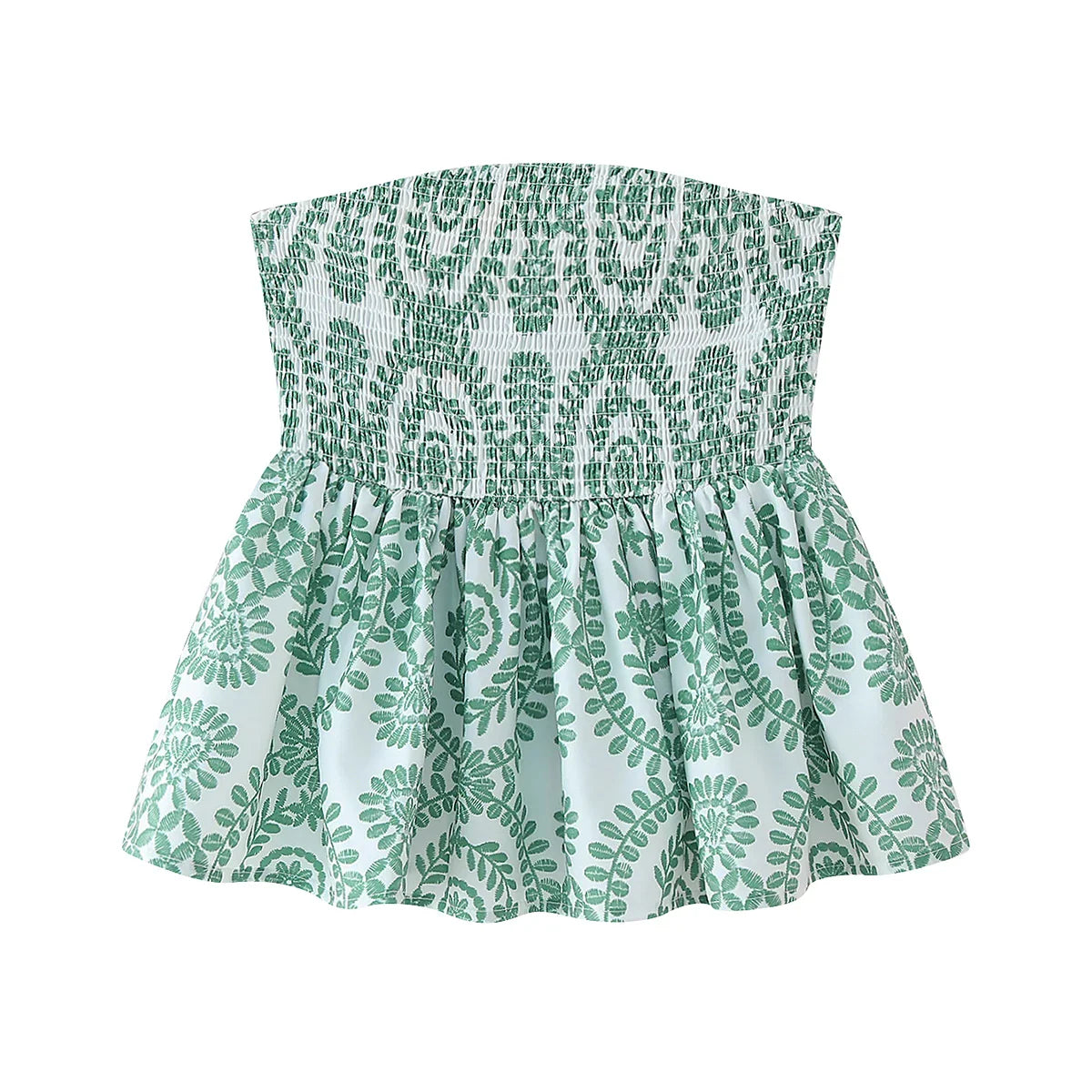 ERIKA - Bloemen Gesmokt Bandeau Crop Top