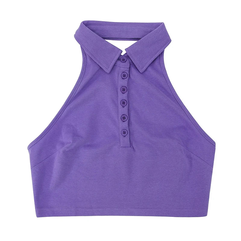 VIOLET - Mouwloos Slim Fit Crop Top