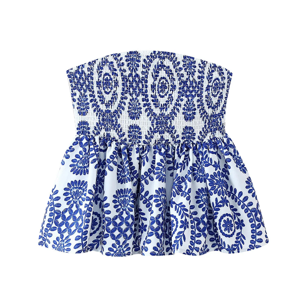 ERIKA - Bloemen Gesmokt Bandeau Crop Top