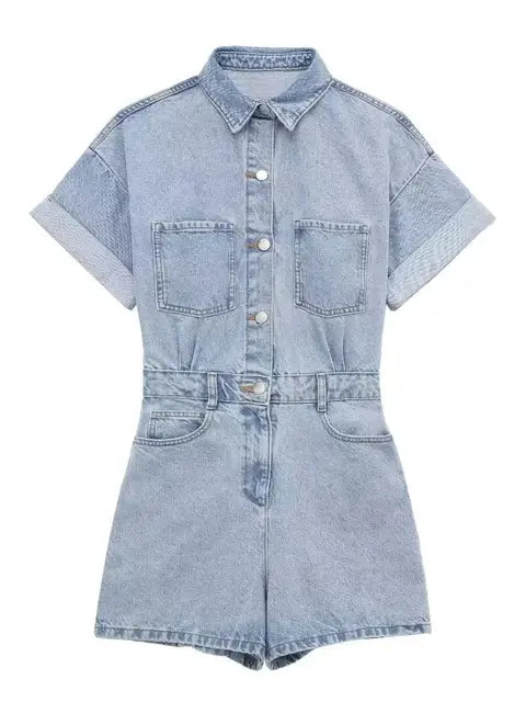 KLARA - Zomer Denim Korte Jumpsuit