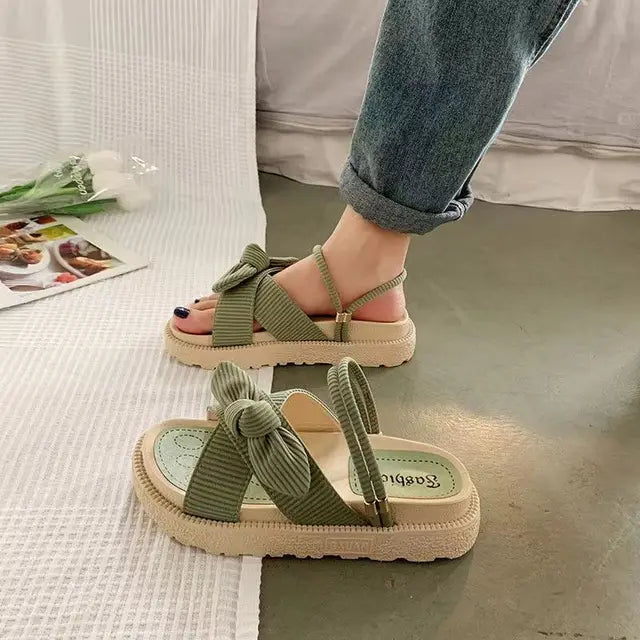 ALETTA - Dames Flip-Flops met Vlinderstrik in Romeinse Stijl met Dikke Zolen