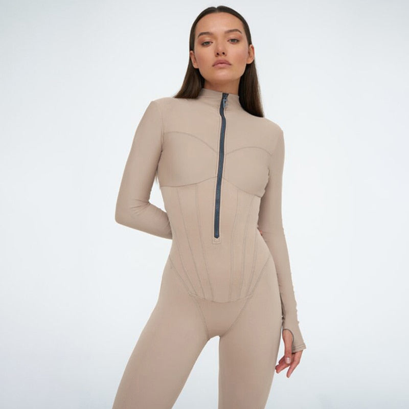 LARA - Catsuit met hoge hals en ritssluiting