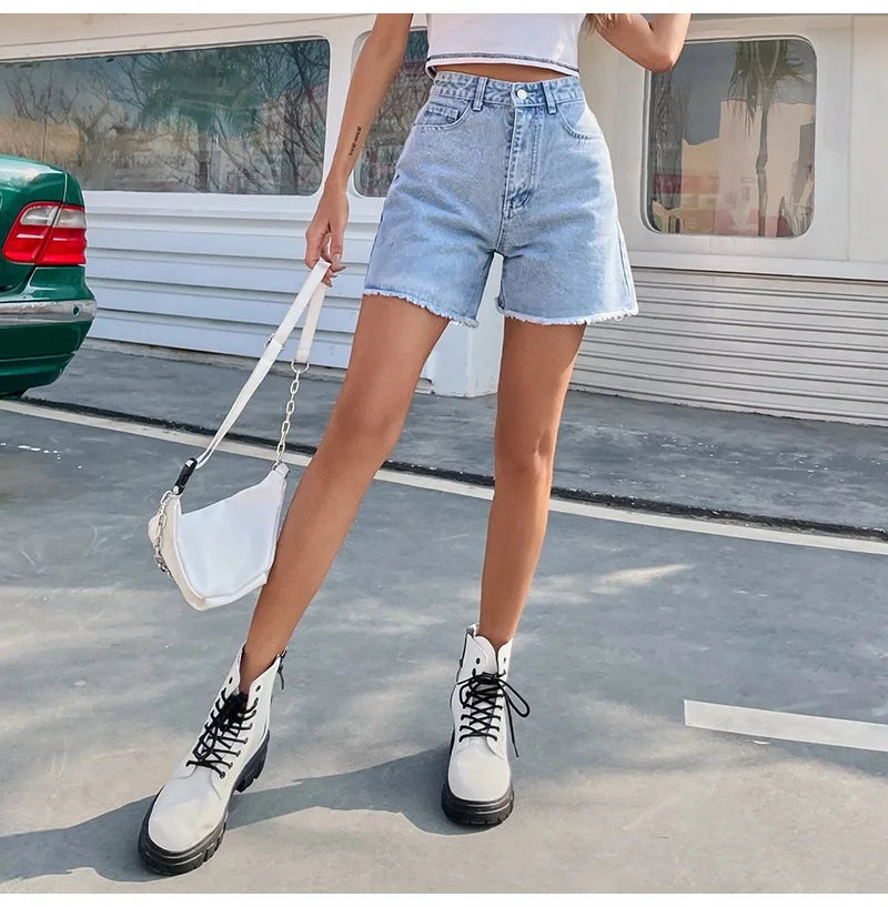 GERRIE - Dames Hoge Taille Zomer Denim Shorts