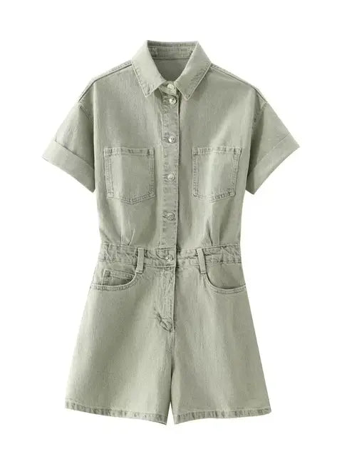 KLARA - Zomer Denim Korte Jumpsuit