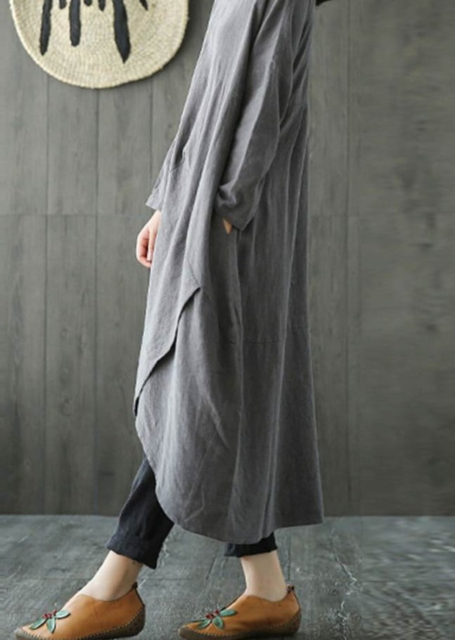 ELINA - Chique asymmetrische midi-jurk met lange mouwen