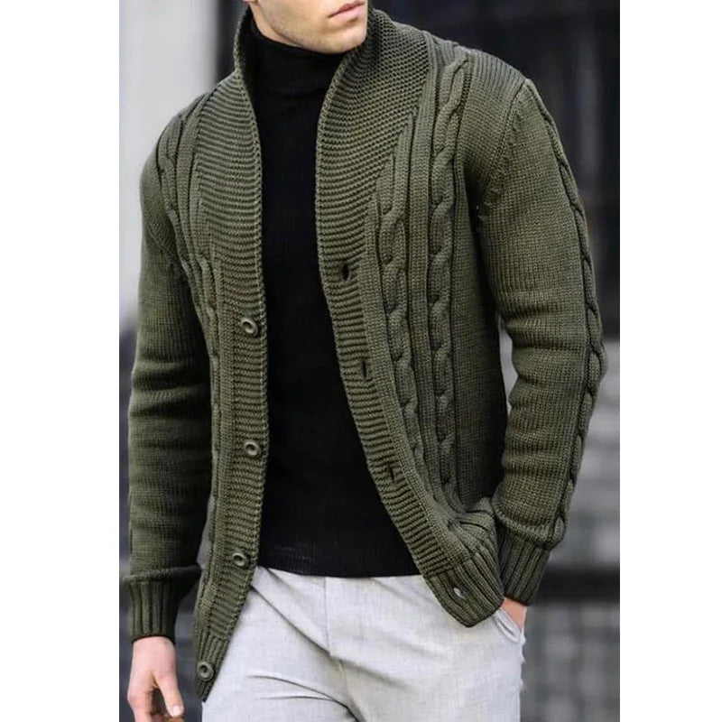 ARON - Heren Gebreide Vestmantel